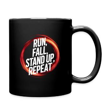 run fall stand up repeat - Full Colour Mug - black - Right