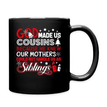 Christmas God Made Us Cousins - Full Colour Mug - black - Right