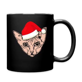 Christmas Santa Sphynx Cat - Full Colour Mug - black - Right