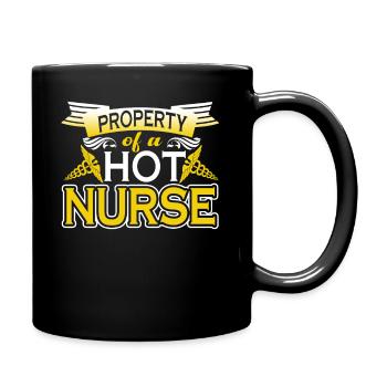 Property Of A Hot Nurse - Full Colour Mug - black - Right