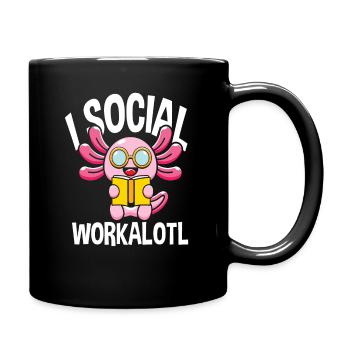 Social Workalotl Funny Axolotl - Full Colour Mug - black - Right