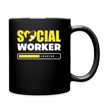 Un travailleur social est invité... - Mug uni - noir - Droite
