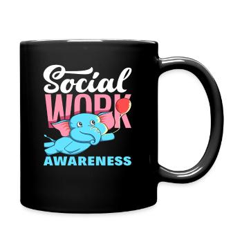 Social Work Awareness with Elephant - Full Colour Mug - black - Right