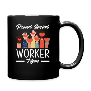 Proud social worker mom - Full Colour Mug - black - Right
