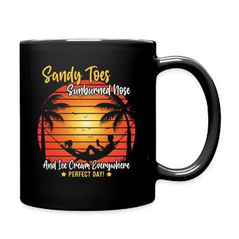 Sandige Zehen, sonnenverbrannte Nase und Sahne überall - Tasse einfarbig - Schwarz - Rechts