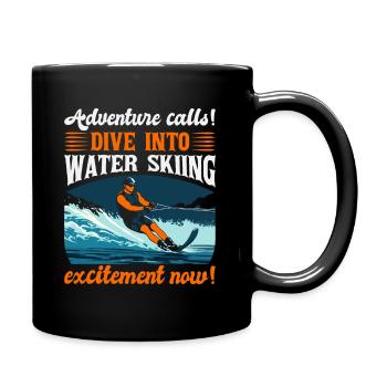 Adventure calls! Dive into water skiing excitement - Full Colour Mug - black - Right
