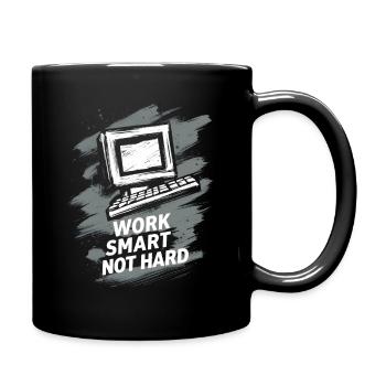 Computer Work smart not hard - Full Colour Mug - black - Right