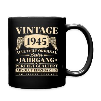 Vintage 1945 Jahrgang 80 Geburtstag - Tasse einfarbig - Schwarz - Rechts