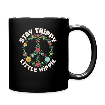Stay Trippy Little Hippie Floral Peace Sign - Full Colour Mug - black - Right