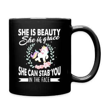 Unicorn She Is Beauty She Can Stab You - Full Colour Mug - black - Right