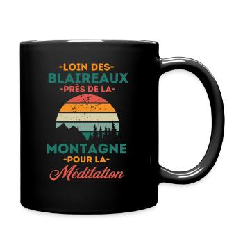 Montagne meditation humour - Mug uni - noir - Droite