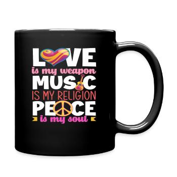 Love is my weapon, music is my religion, - Full Colour Mug - black - Right