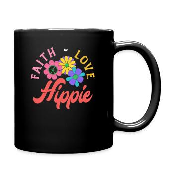 Foi Amour Hippie Fleurs Rétro - Mug uni - noir - Droite