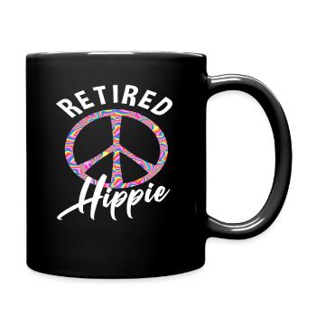 Retired Hippie Peace Zeichen Buntes Design - Tasse einfarbig - Schwarz - Rechts