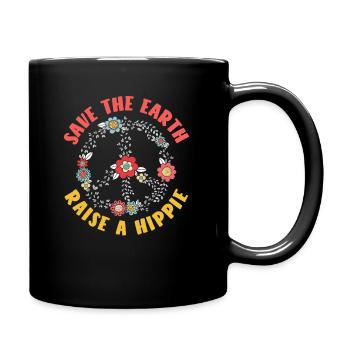 Save The Earth Raise A Hippie Blumenmuster - Tasse einfarbig - Schwarz - Rechts