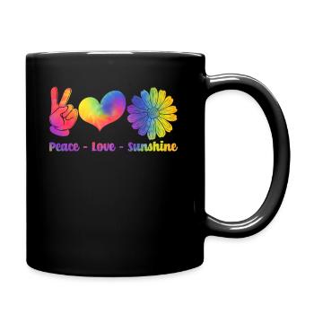 Hippie Rétro Arc-en-ciel Paix Amour Soleil - Mug uni - noir - Droite