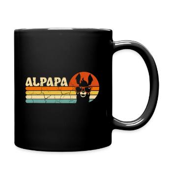 Alpapa Alpaka Lama Fan Liebhaber Papa Frischgeback - Tasse einfarbig - Schwarz - Rechts