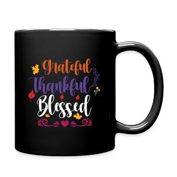 Grateful Thankful - Full Colour Mug - black - Right