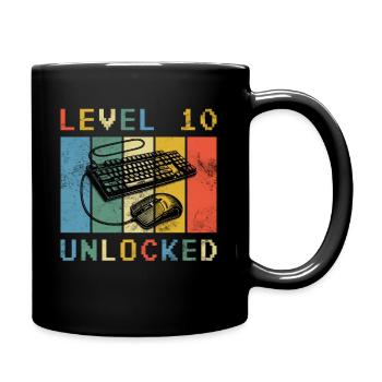 10. Geburtstag Level 10 Freigeschaltet Geschenk - Tasse einfarbig - Schwarz - Rechts
