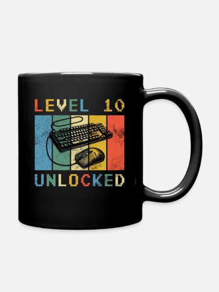 10. Geburtstag Level 10 Freigeschaltet Geschenk - Tasse einfarbig - Schwarz