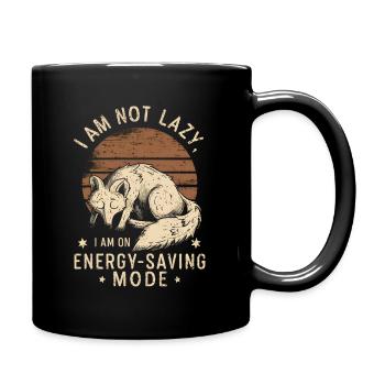 Je ne suis pas paresseux je suis en mode économie d’énergie renard endormi - Mug uni - noir - Droite