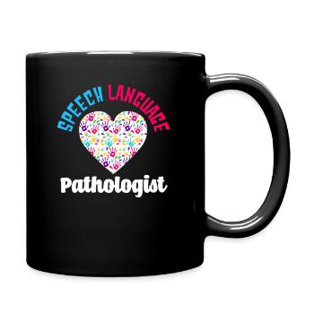 Speech Language Pathologist Heart Handprints - Full Colour Mug - black - Right