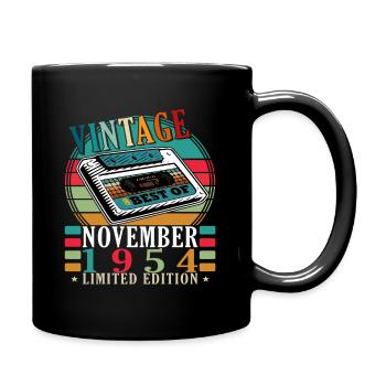 November 1954 Original 70th Anniversary Birthday Present - Full Colour Mug - black - Right