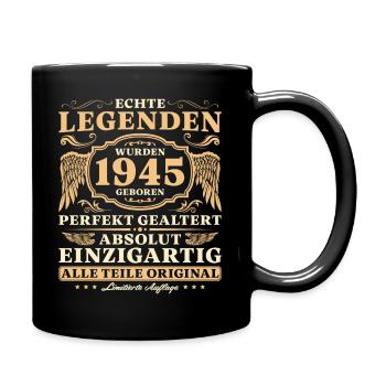 Vintage 1945 Jahrgang geboren Geburtstagsgeschenk - Tasse einfarbig - Schwarz - Rechts