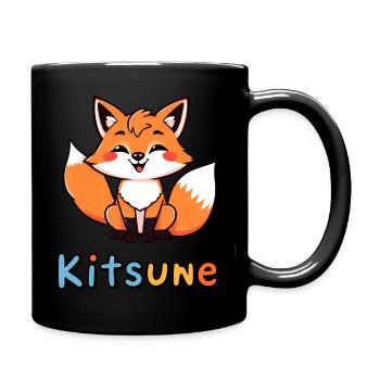 Leuchtend orangefarbener Fuchs mit weißem Schwanz - Tasse einfarbig - Schwarz - Rechts