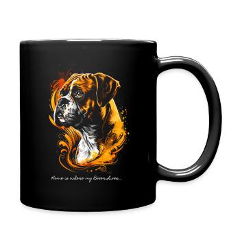 Zuhause ist, wo mein Boxer lebt... - Tasse einfarbig - Schwarz - Rechts
