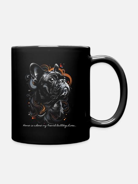C’est chez moi que vit mon bouledogue français... - Mug uni - noir