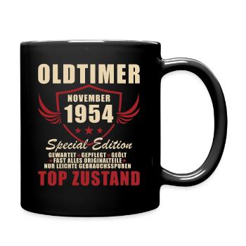 Oldtimer November 1954 Geburtstag Geschenk - Tasse einfarbig - Schwarz - Rechts