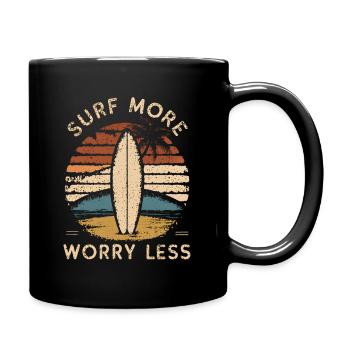 Surfer plus, s’inquiéter moins / Style rétro vintage - Mug uni - noir - Droite