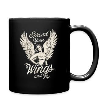 Breite deine Flügel aus und fliege Angel Angelwings Woman - Tasse einfarbig - Schwarz - Rechts
