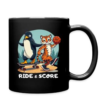 Penguin and Tiger RIDE And SCORE - Mug uni - noir - Droite