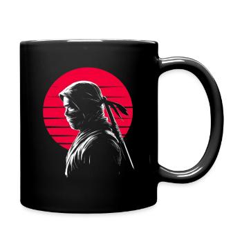 Ninja Red japanese Sun - Full Colour Mug - black - Right