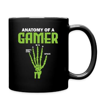 Anatomie eines Gamers – Lustiges Gaming Design - Tasse einfarbig - Schwarz - Rechts