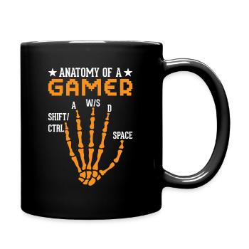 Anatomie eines Gamers – Lustiges Gaming Design - Tasse einfarbig - Schwarz - Rechts