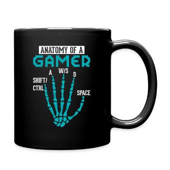 Anatomy of a Gamer – Fun Gaming Design - Full Colour Mug - black - Right