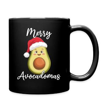 Merry Avocadomas - Lustige Avocado - Tasse einfarbig - Schwarz - Rechts