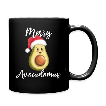 Merry Avocadomas - Lustige Avocado - Tasse einfarbig - Schwarz - Rechts