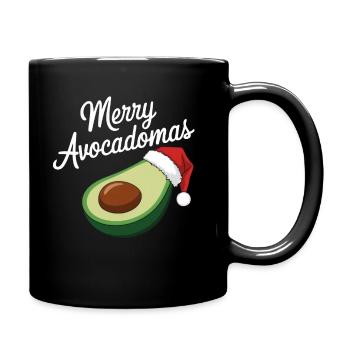 Merry Avocadomas - Lustige Avocado - Tasse einfarbig - Schwarz - Rechts