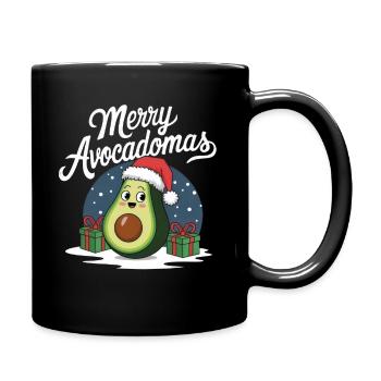 Merry Avocadomas - Lustige Avocado - Tasse einfarbig - Schwarz - Rechts