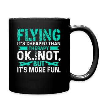 Pilot Flying Is Cheaper Than Therapy - Full Colour Mug - black - Right