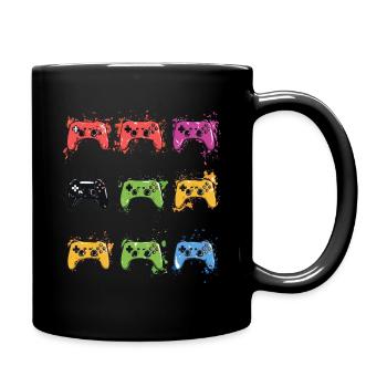 Bunte Controller für Gamer - Tasse einfarbig - Schwarz - Rechts