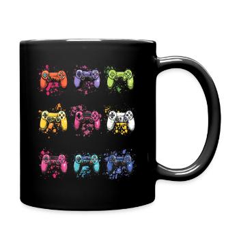 Bunte Controller für Gamer - Tasse einfarbig - Schwarz - Rechts