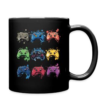 Bunte Controller für Gamer - Tasse einfarbig - Schwarz - Rechts