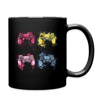 Bunte Controller für Gamer - Tasse einfarbig - Schwarz - Rechts