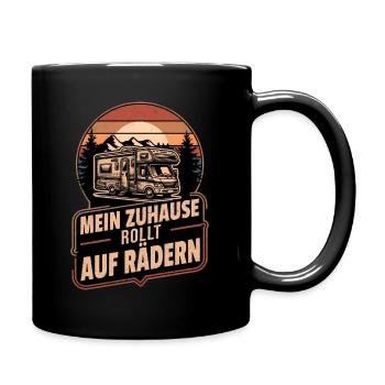 Zuhause Rollt Auf Rädern Wohnmobil Retro Camper - Tasse einfarbig - Schwarz - Rechts