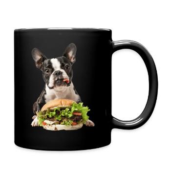 Boston Terrier - Tasse einfarbig - Schwarz - Rechts